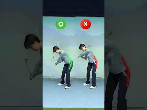 다운스윙 시작 시 몸이 먼저 돌면 힙힌지가 무너지고 배치기가 나옵니다.