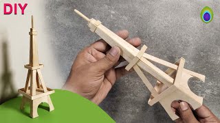 DIY How to make an Eiffel Tower from Ice-cream sticks | Easy Popsicle Stick Craft Idea