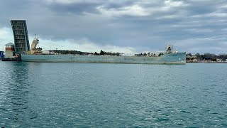 Tug and barge combo Bradshaw Mckee and St. Mary’s Conquest leaving Sturgeon Bay, Wisconsin 
