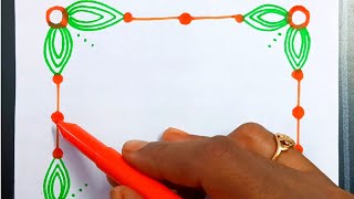 How to make simple project design/doodle corner design/Greeting card border design/rangoli border