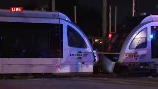 One person injured when firetruck collides with METRORail