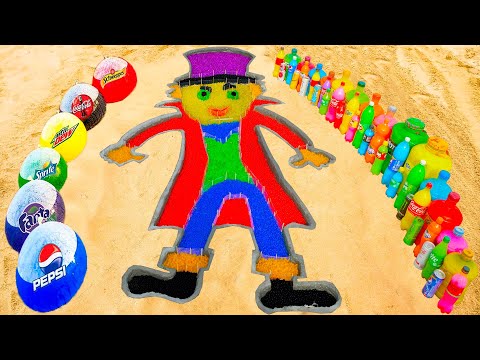 How to make Rainbow WONKA with Orbeez, Balloons of Fanta, Big Coca Cola vs Mentos & Popular Sodas