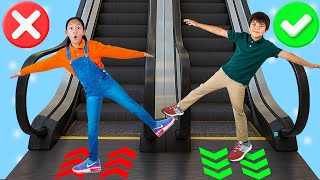 Andrea Jannie & Bobby Learn Escalator Rules Mall Adventure