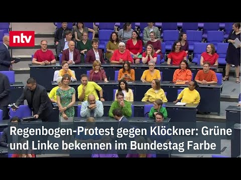 Protest gegen Klöckner: Grüne und Linke bekennen Farbe - Regenbogen-Aktion im Bundestag