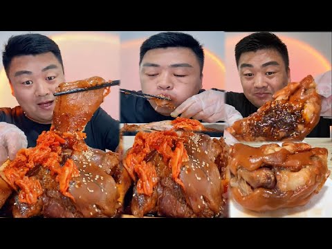 Eating Steaming Pork elbow, pig's trotters, snail noodles, spicyturkeynoodles, egg - Mukbang Chinese