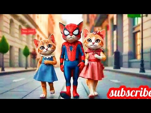 funny 😆 Cute cat video_🥰🐈cat walking with Spiderman _billi _Meow meow cat says song#cat