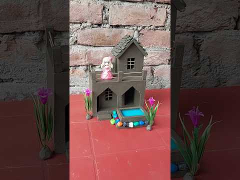 Clay Doll house making 🏠 || #clayhouse #mudhouse #craft