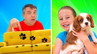 Nastya économiser de l'argent pour acheter et prendre soin de son nouveau chiot