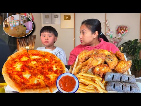 Khui kiện hàng thứ dữ papa chuẩn bị cho con gái rượu, xơi mâm gà KFC & bánh Pizza