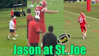 Travis excitedly danced around when his brother Jason Kelce arrived at the Chiefs' camp.
