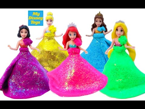 أميرات ديزني ألعاب بنات فساتين من الصلصال العاب تلبيس بناتDisney Princess Play Doh Sparkle Dresses