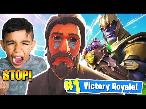 THANOS Makes Little Brother RAGE On Fortnite! Fortnite Infinity Gaunlet Trolling!