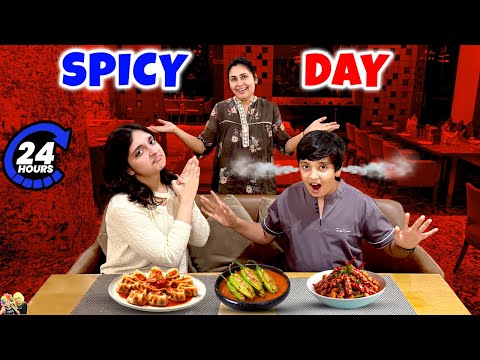 SPICY DAY | 24 Hours eating only Spicy Food | Aayu and Pihu Show