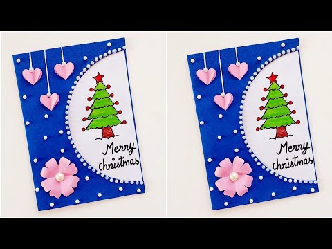 Cute 😍 Handmade Merry Christmas greeting card idea 2024 • How to make white paper Christmas card