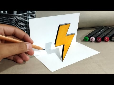 ⭐ Dibujos 3D 👉 Como dibujar un RAYO 3D - Principiantes