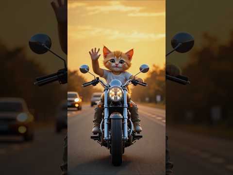 Poor kitten bought😢the best motorcycle🏍️in the town😺 #cat#catlover#babycat#cartoon#kitten#funny#kids