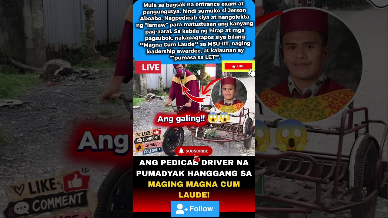 Mula pedicab Driver to Magna Cum Laude😱😱 #showbiz #showbiznews #philippinepolitics