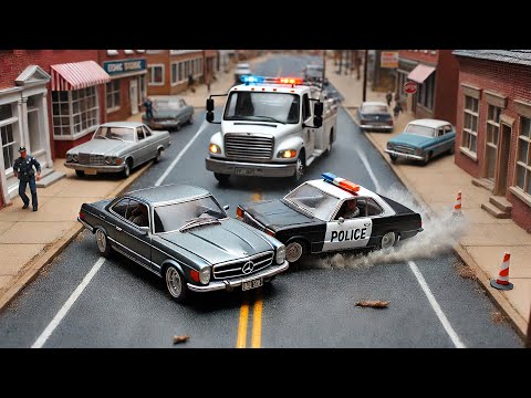 Tow Truck Rescue After Intense Police Pursuit - #stopmotion Diecast Cars