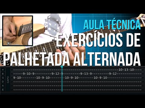 Exercícios de Palhetada Alternada (aula técnica de guitarra)