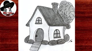 How To Draw A House 🏠 Easy House Drawing | House Scenery Drawing 