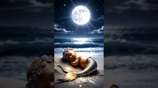Moonlit Mermaid Baby: A Surreal Nighttime Scene on the Beach #MermaidBaby #MoonlitBeach #SurrealArt