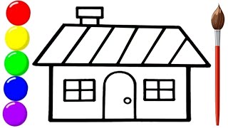 How to Draw A House Step By Step | घर का चित्र कैसे बनाये | Easy Drawing for Kids | Twinkle Art