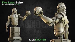 The Last Echo: Half-Human Half-Robot STL Bust for Painters
