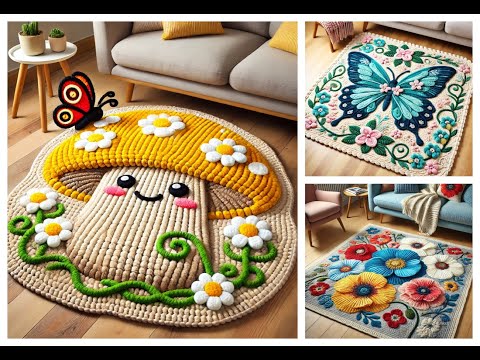 Very beautiful wool crocheted carpet design ideas to share#design #knitting #crochet #carpet