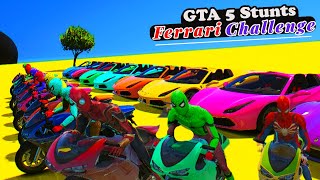 GTA V Stunt Map Car Race Challenge On Super Cars, Ferrari, Bikes, Bati 801