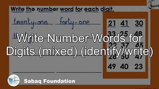 Write Number Words for Digits  (mixed) (identify/write)
