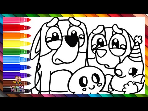 Dibuja y Colorea A Bluey Y Bingo Tristes 🐶😥🐶 Dibujos Para Niños
