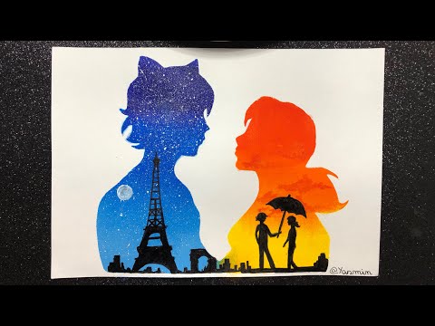 MIRACULOUS LADYBUG PAINTING TUTORIAL/ Cat Noir and Laybug drawing