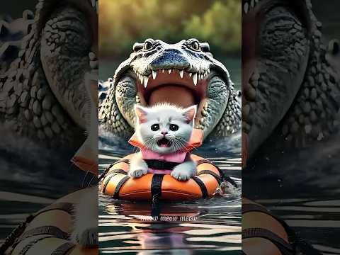 Daddy Fights Crocodile To Save Kitten 🐈👊🐊 #ai #cat #meowmeowmeow #meow #catlover #story #cutecat