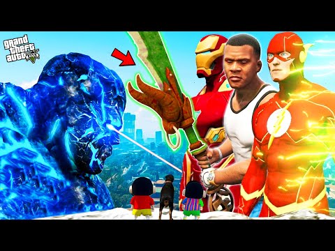 GTA 5 Franklin And Shinchan Team Up With Avengers to Fight Ice God in GTA 5! Bangla Gameplay