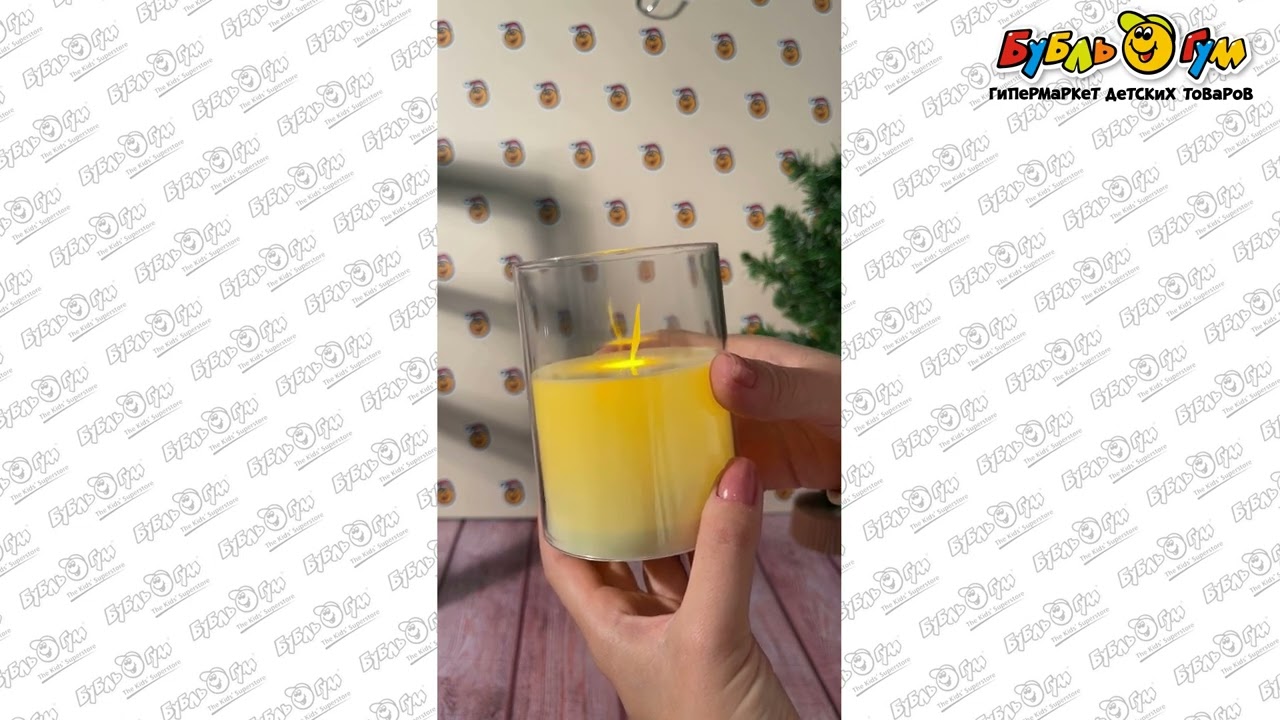 Свеча светодиодная в стакане дрожащее пламя 11см - видео