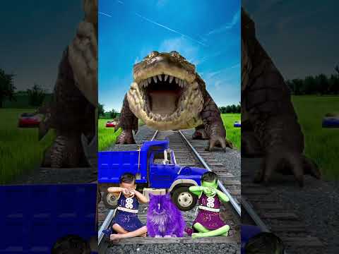 Purple colors Cute cats & baby vs crocodile & train driver tom…