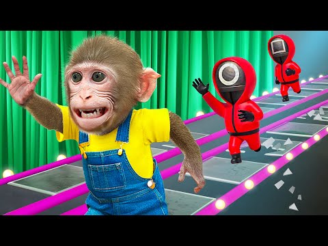 KiKi Monkey play Red Light Green Light in Squid Game & Chase Adventure with guard | KUDO ANIMAL KIKI