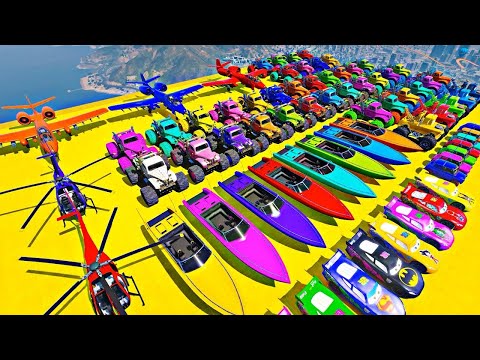 GTA V Epic New Stunt Race For Car Racing Challenge By Spiderman With Amazing Car Planes and Boats