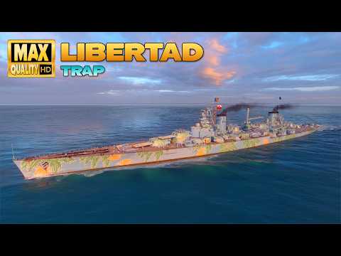 Battleship Libertad dominates on map Trap   World of Warships