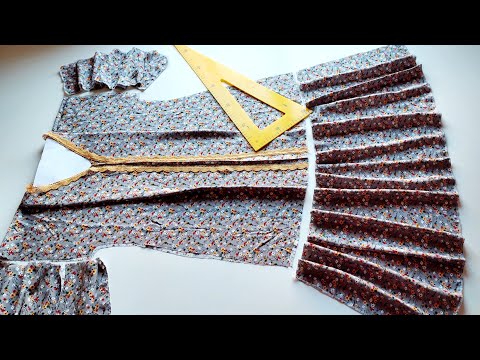 الخياطة فستان صيفي بمتر ونصف  فقط 🤩.خياطة روبة  البيت 💥Sewing a   dress