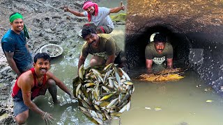 বর্ষার খাল হেঁচে শিঙি বোয়াল কৈ ধরে রান্না করে খাওয়া | village style fishing and cooking video