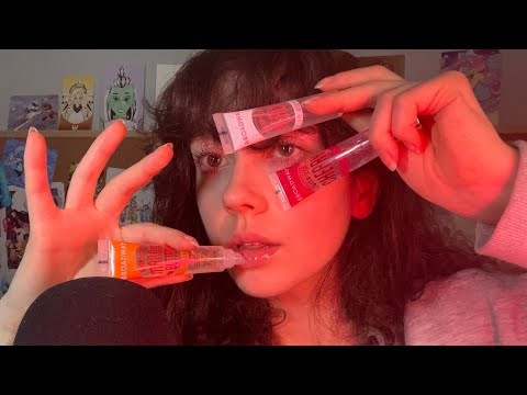 ASMR Trigger Words That Match the Lip Gloss! Sticky Lip Gloss Application + Mouth Sounds 💄