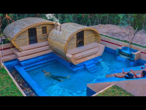 365Days Build Water Slide Park into Underground Swimming Pool Luxury Twin Villa House