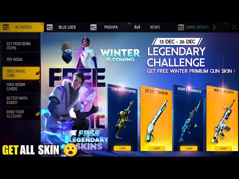 WINTERLAND FREE LEGENDARY GUN SKIN FF, M1887 SKIN RETURN FF | FF NEW EVENT | FREE FIRE NEW EVENT