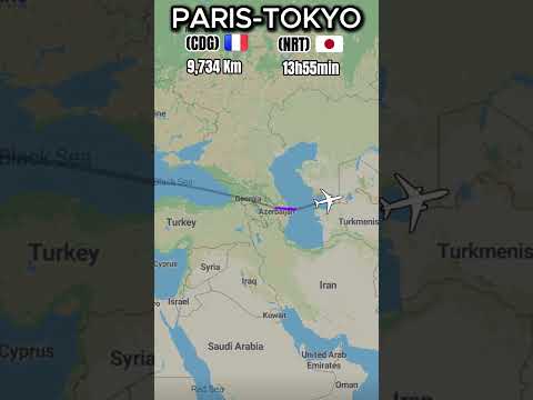 Paris ๐ซ๐ท to Tokyo ๐ฏ๐ต flight route (Air France) โ๏ธ
