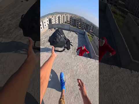 Rooftop parkour escape from police #rooftop #parkour #moneyheist #freerunning #parkourlife #gopro