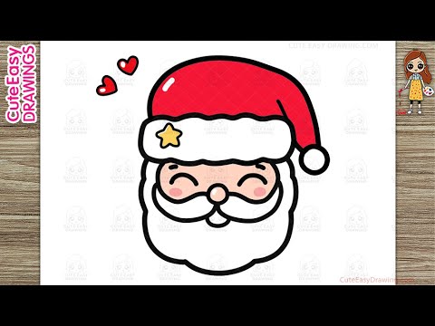 How to Draw a Cute Santa Claus Face - Easy Drawing and Coloring for Kids and Toddlers