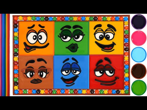 M&M's Big Face, Milk Chocolate Jelly Painting, Satisfying Video | Snack, Famous character Coloring