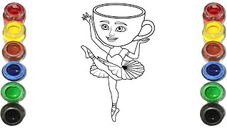 How To Draw Ballerina Cappuccina, Painting & Coloring for kids in USA | Let's Draw Together