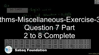 Logarithms-Miscellaneous-Exercise-3-From Question 7 Part 2 to 8 Complete
